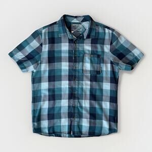 Ortovox Short Sleeve Shirt Medium Blue Check Wool Blend Utility Gorpcore
